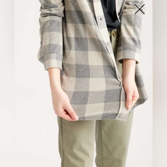 EUC Quince stretch sweater fleece in taupe / grey check - Picture 5 of 10